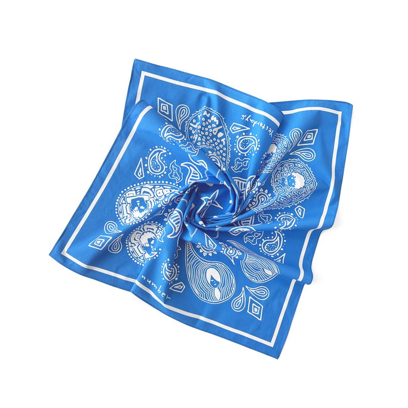 いよペイズリー大判バンダナ　BLU