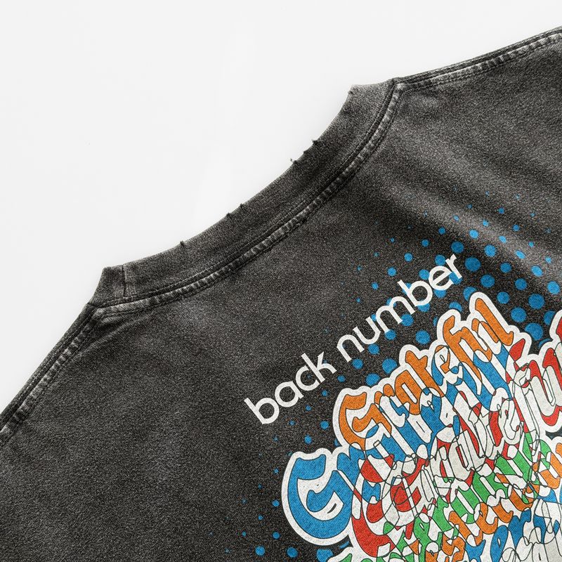 ダメージウォッシュドTシャツ　BLK