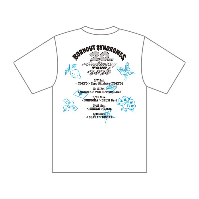 【BURNOUT SYNDROMES】20th Anniversary TOUR 2026 Tシャツ/ホワイト