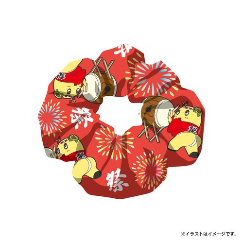 274ch.ふなっしー 祭りだわっしょい！ちりめん風シュシュ