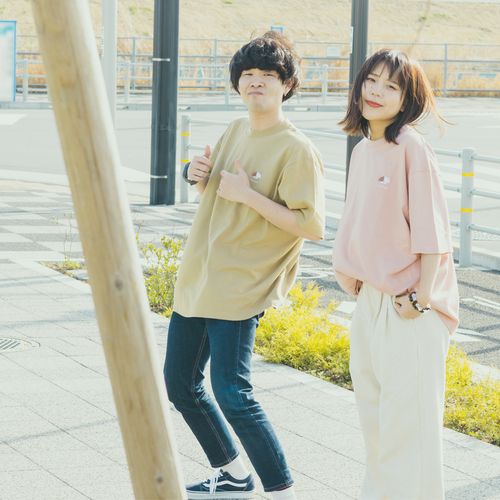 ミニわんこ刺繍Tシャツ/サーモンピンク