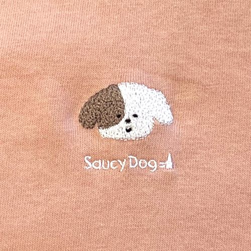 ミニわんこ刺繍Tシャツ/サーモンピンク