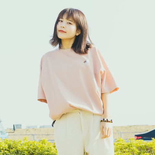 ミニわんこ刺繍Tシャツ/サーモンピンク