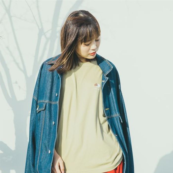 ミニわんこ刺繍Tシャツ/サーモンピンク