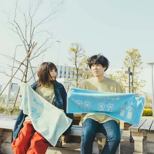 犬の手フェイスタオル/スカイブルー