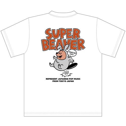 ウサギを被ったビーバーTシャツ/ホワイト