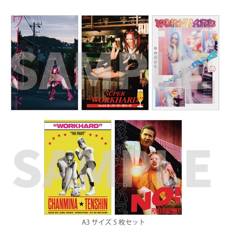 『WORK HARD』ポスター 5種類セット (A3サイズ)