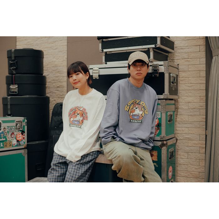 生意気な犬ロンT/アシッドブルー