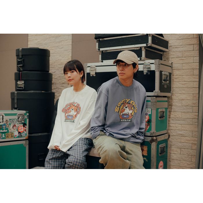 生意気な犬ロンT/アシッドブルー