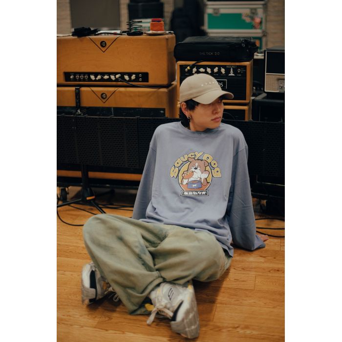 生意気な犬ロンT/アシッドブルー