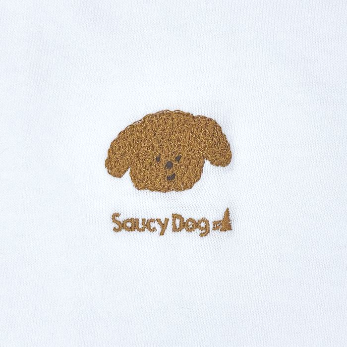 ミニわんこ刺繍Tシャツ/ホワイト
