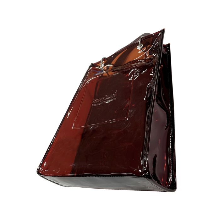 ウッドハンドルトートバッグ/クリアブラウン