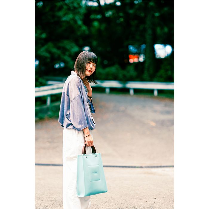 ウッドハンドルトートバッグ/クリアブラウン