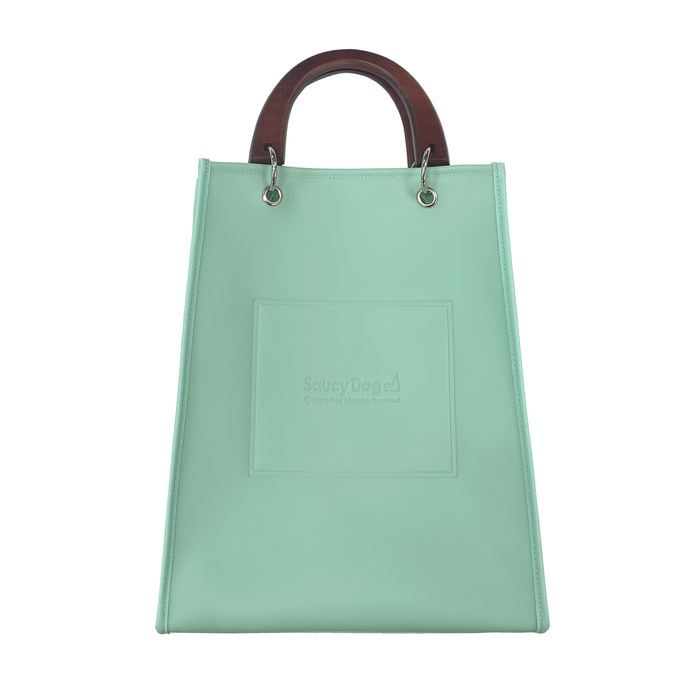 ウッドハンドルトートバッグ/ミント