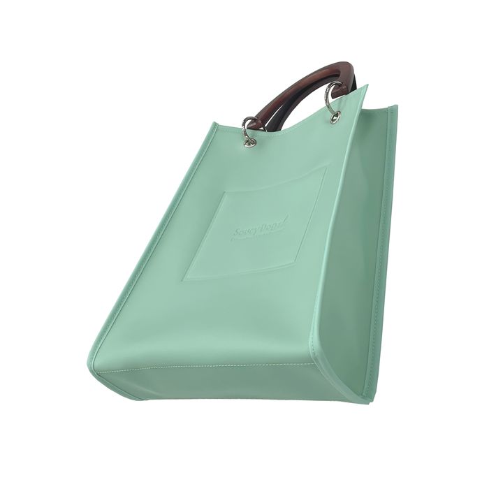 ウッドハンドルトートバッグ/ミント