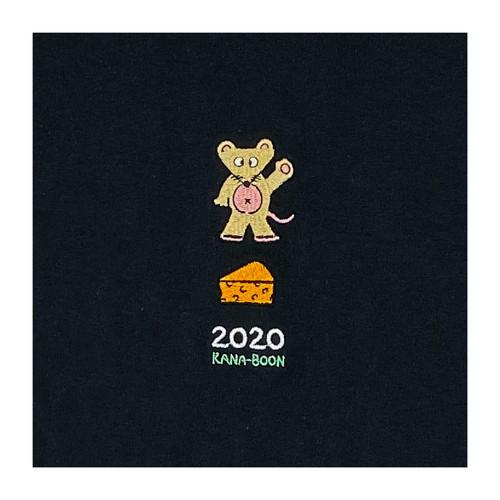 2020 ねずみ刺繍ロンT/ブラック