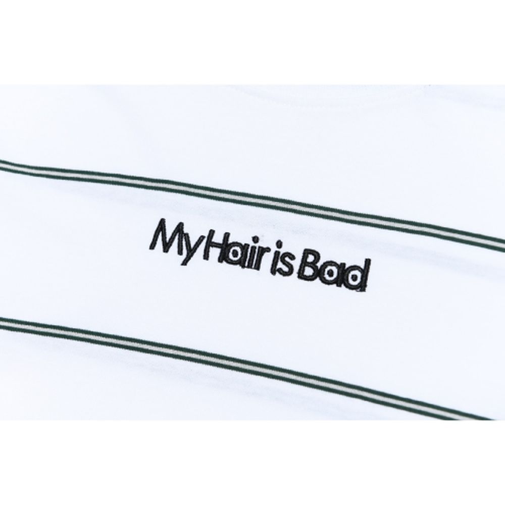 ロゴ刺繍ボーダーロングTシャツ/ホワイト