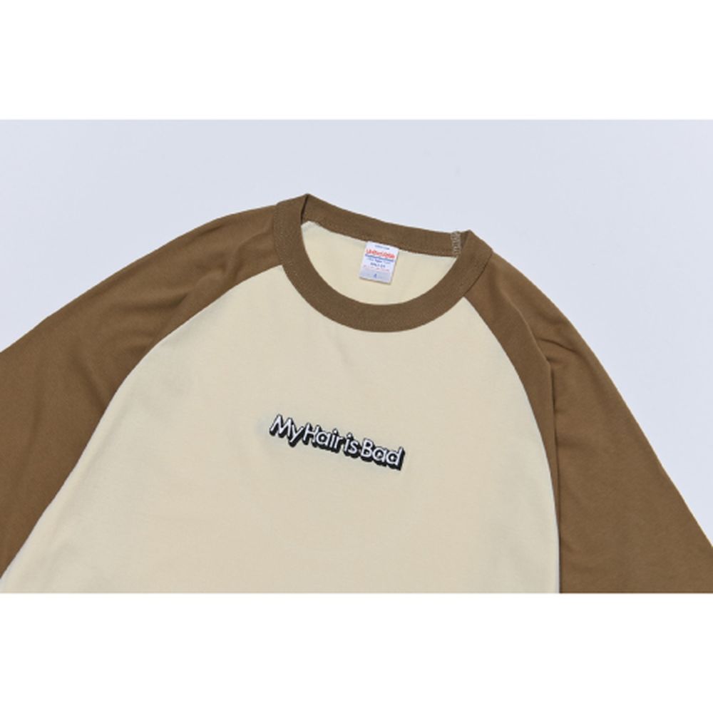 【SALE】三次元ロゴ刺繍ラグランTシャツ/キャメル