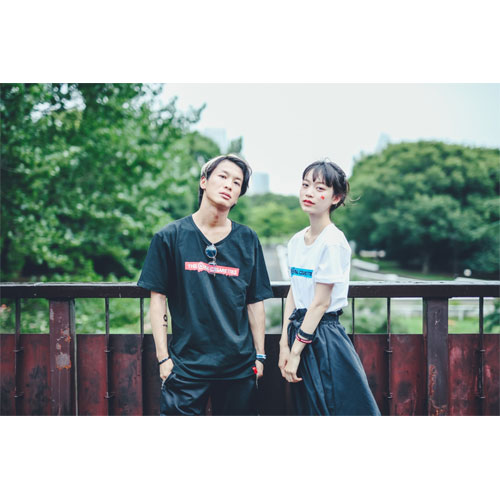 マーカー目玉ロゴラバープリントTシャツ/ブラック