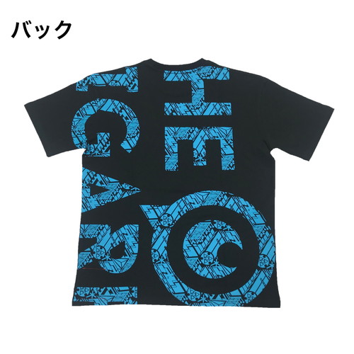 デジカモロゴTシャツ/ブラック×シアン
