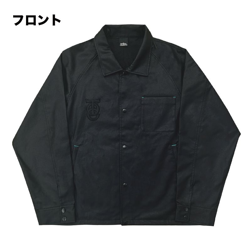 TOC PEACE LOGO フェイクレザーコーチジャケット/ブラック