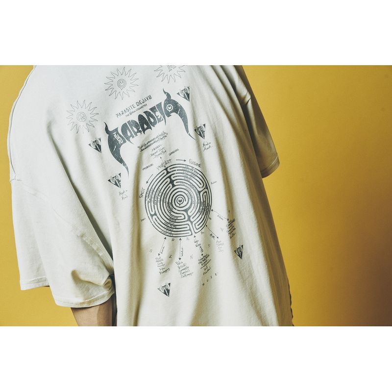 【7】PD'24 × SIVA(MUZE) ラビリンスビッグシルエットTシャツ/オフホワイト