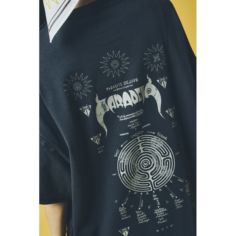 【7】PD'24 × SIVA(MUZE) ラビリンスビッグシルエットTシャツ/オフホワイト