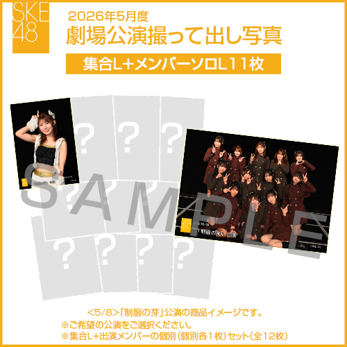 2026年5月度 劇場公演撮って出し写真 【11名公演】ソロ写真セット（集合L＋メンバーソロL11枚）