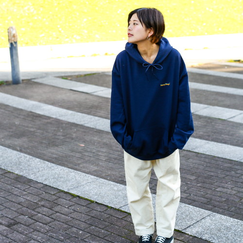 刺繍ロゴパーカー/ネイビー