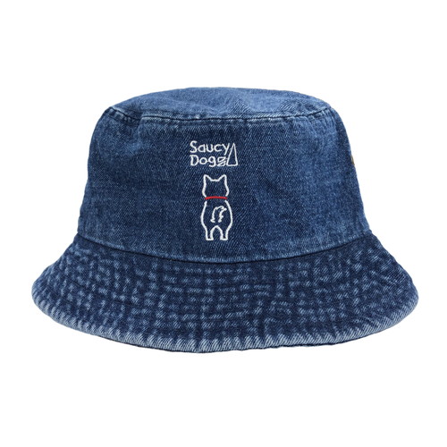 わんこ刺繍バケットハット/デニム