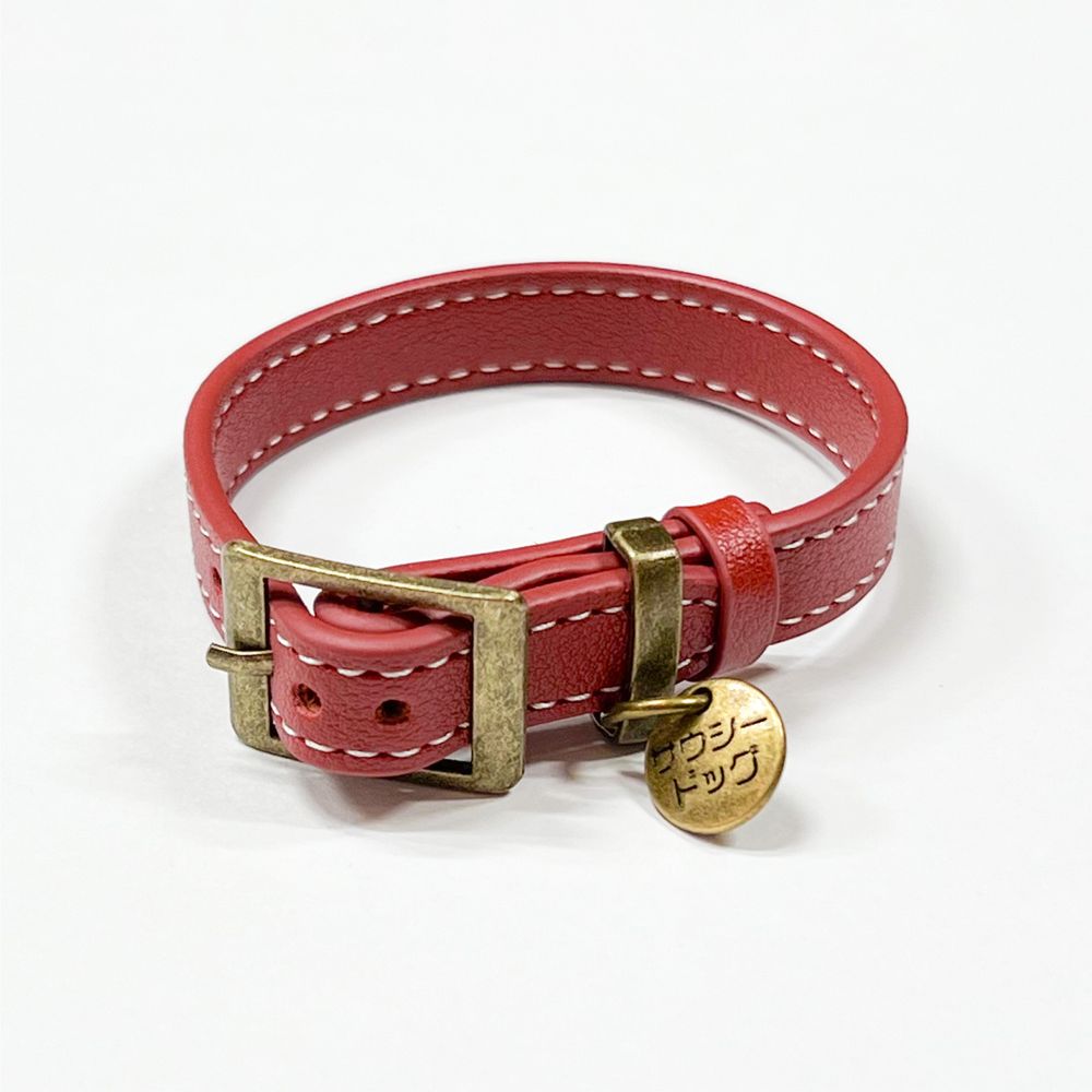 首輪風レザーブレス/ダークレッド