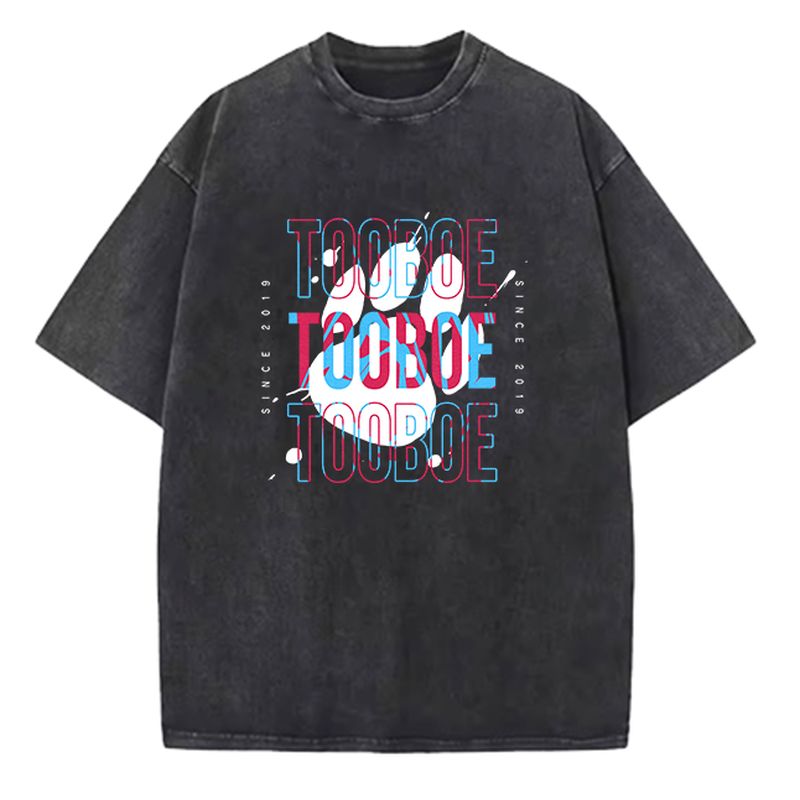 【TOOBOE】ウォッシュTシャツ(青×ピンク) 