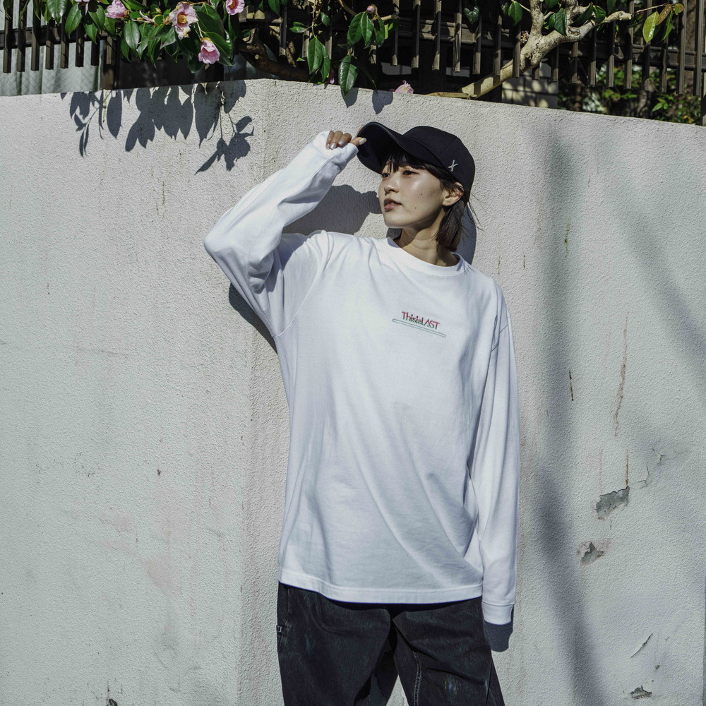 バイカラー刺繍ロゴ ロンT [ホワイト]