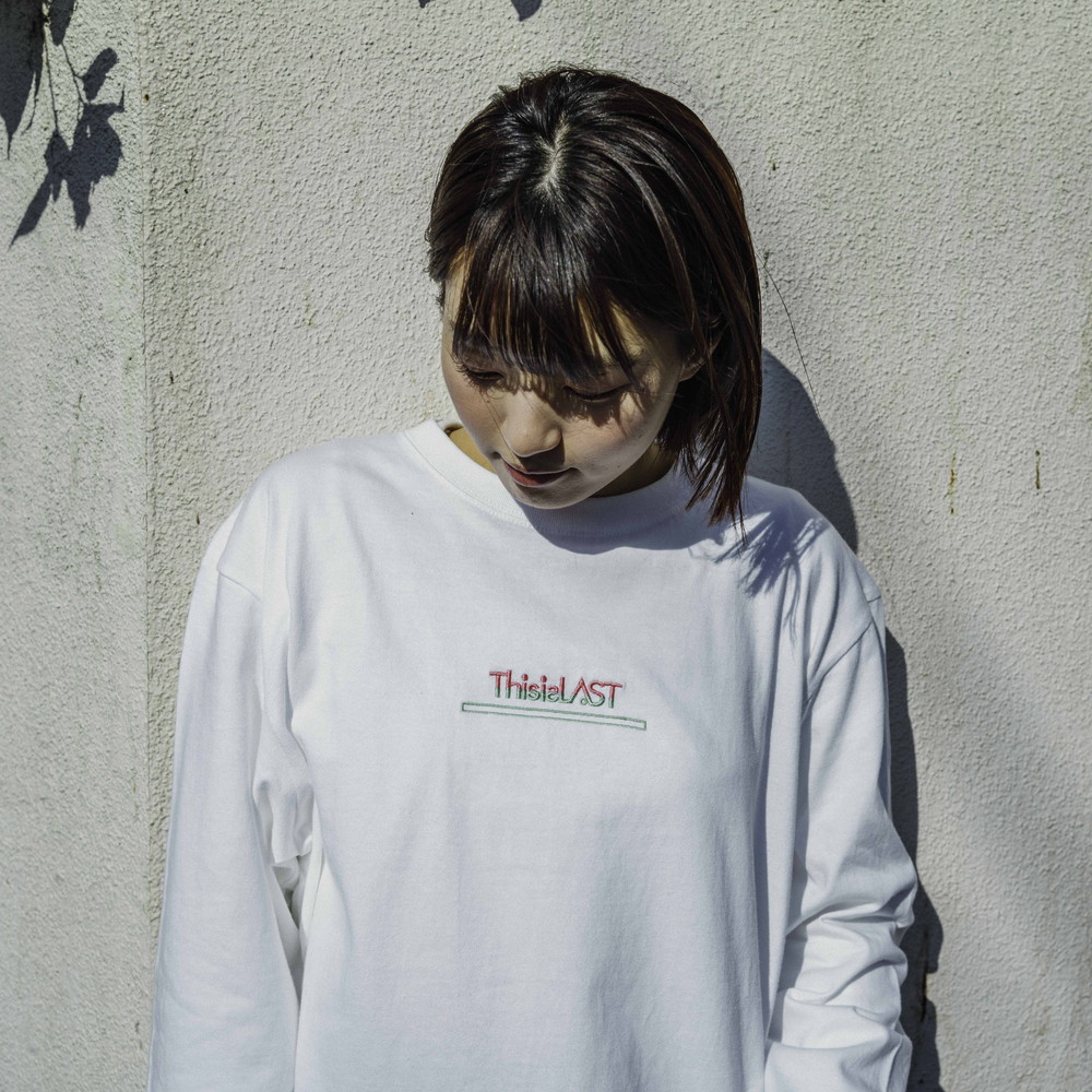 バイカラー刺繍ロゴ ロンT [ホワイト]