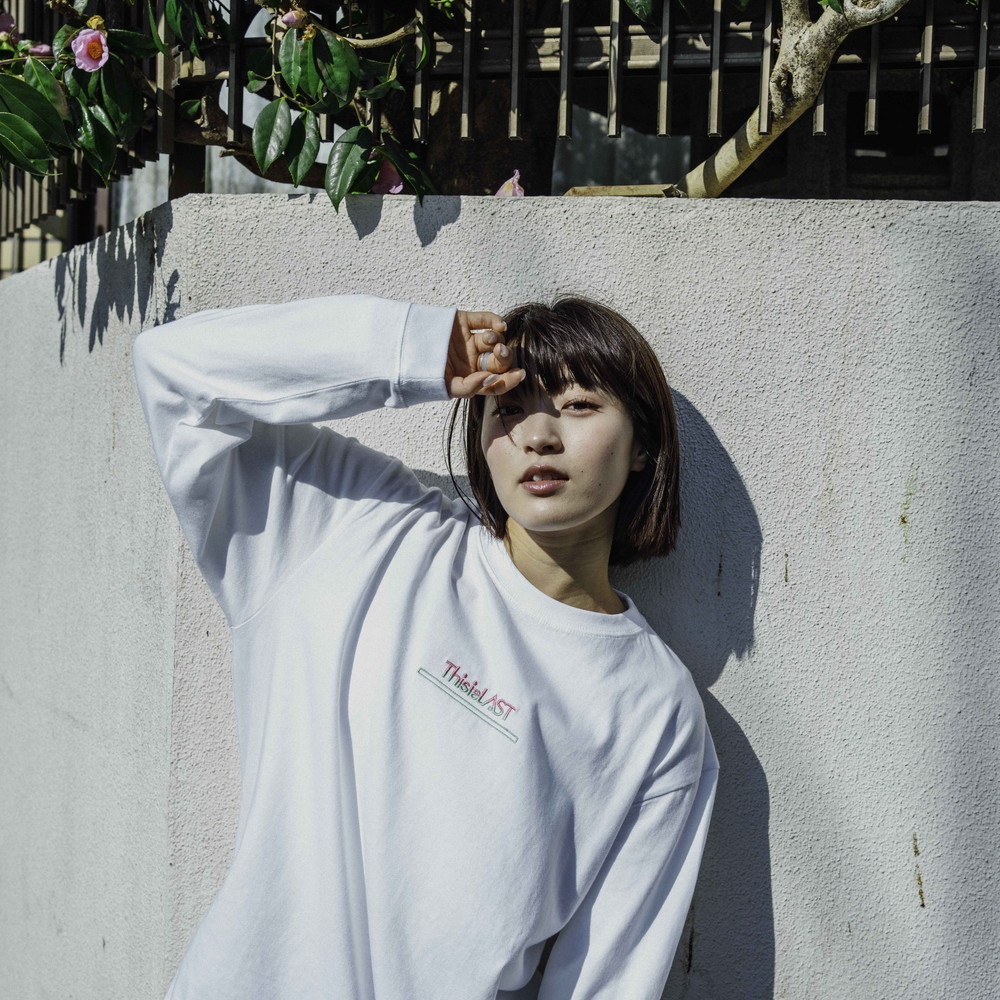 バイカラー刺繍ロゴ ロンT [ホワイト]