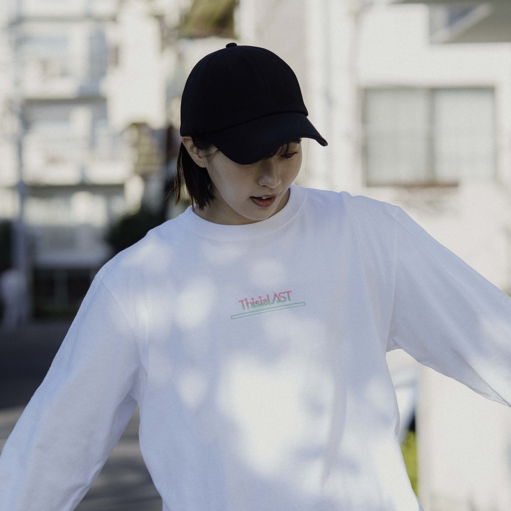 バイカラー刺繍ロゴ ロンT [ホワイト]