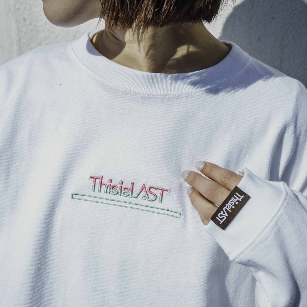 バイカラー刺繍ロゴ ロンT [ホワイト]