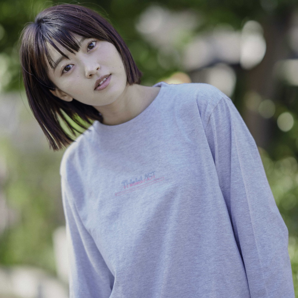バイカラー刺繍ロゴ ロンT [アッシュグレー]