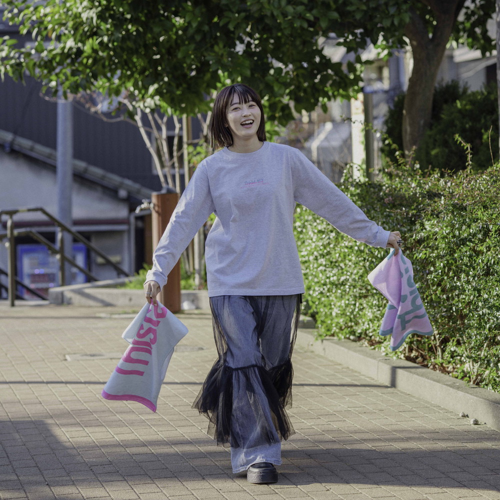 バイカラー刺繍ロゴ ロンT [アッシュグレー]