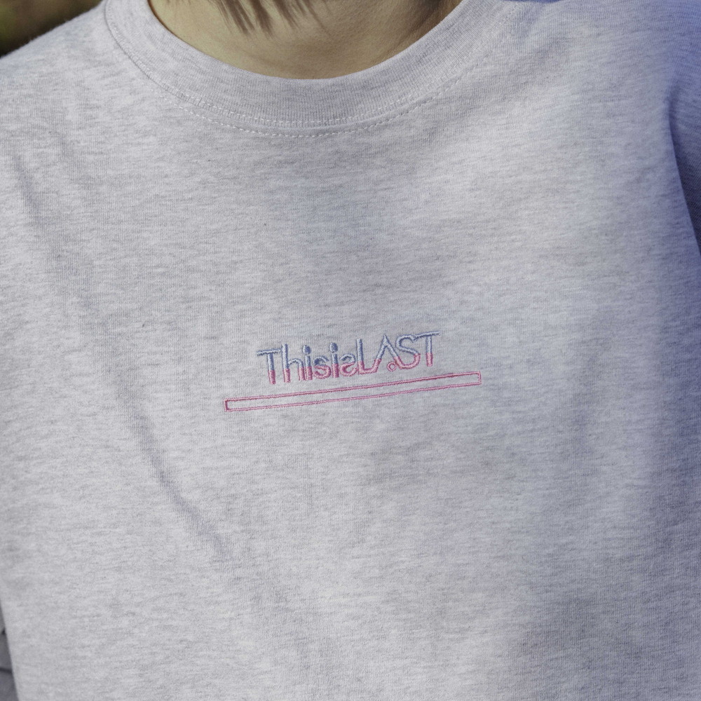 バイカラー刺繍ロゴ ロンT [アッシュグレー]