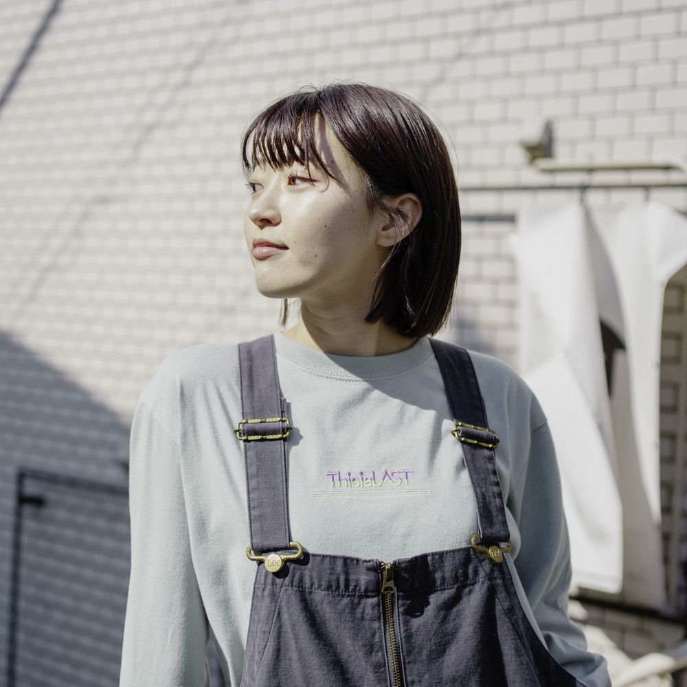 バイカラー刺繍ロゴ ロンT [スモーキーグリーン]