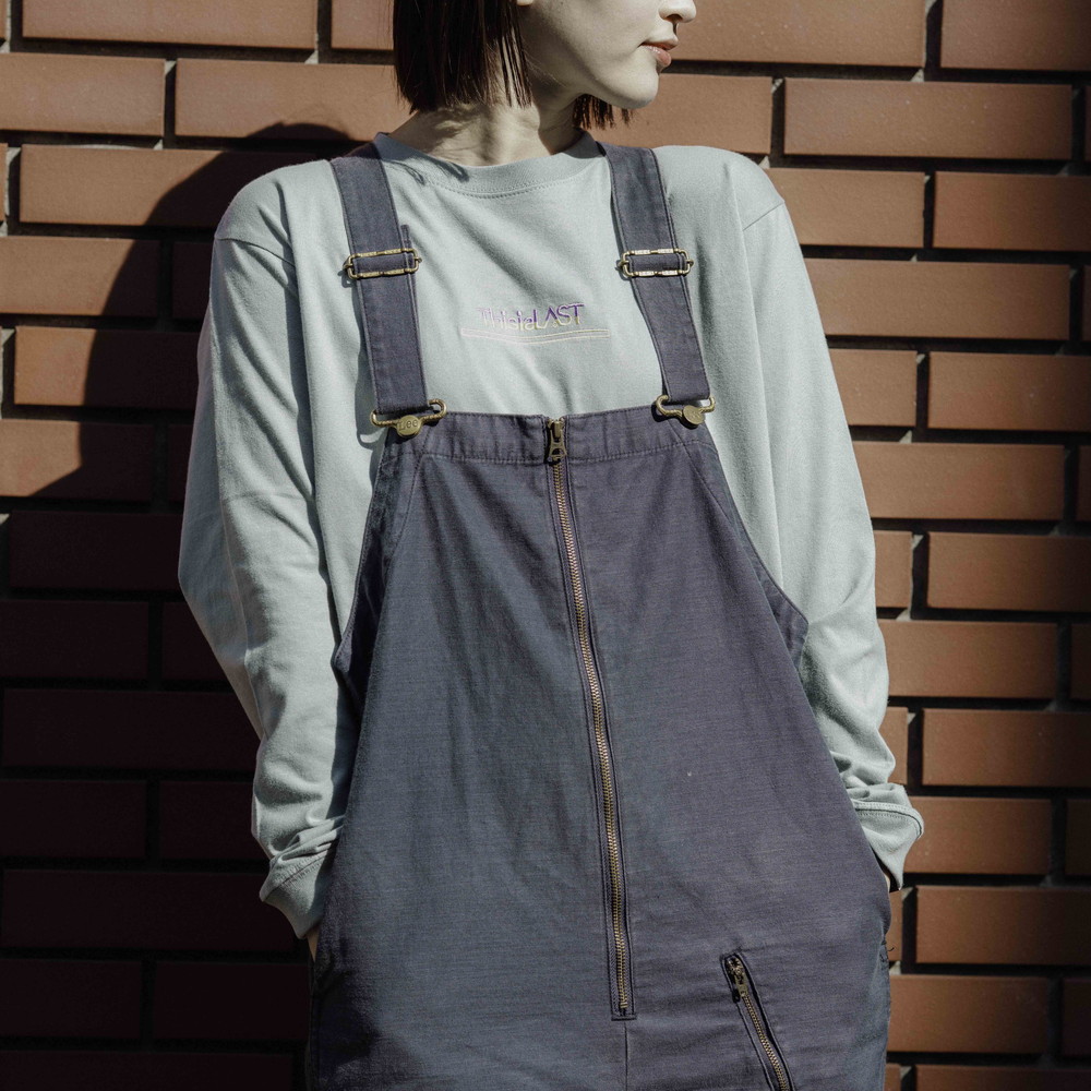 バイカラー刺繍ロゴ ロンT [スモーキーグリーン]