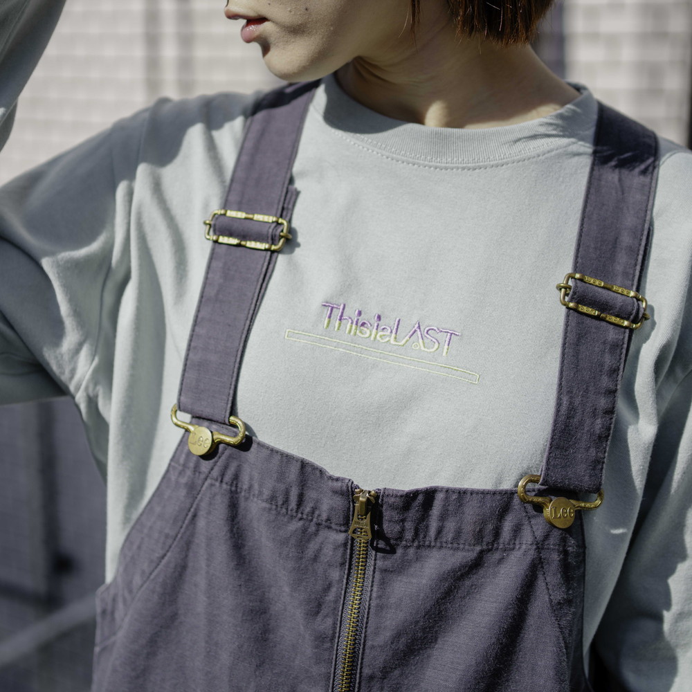 バイカラー刺繍ロゴ ロンT [スモーキーグリーン]