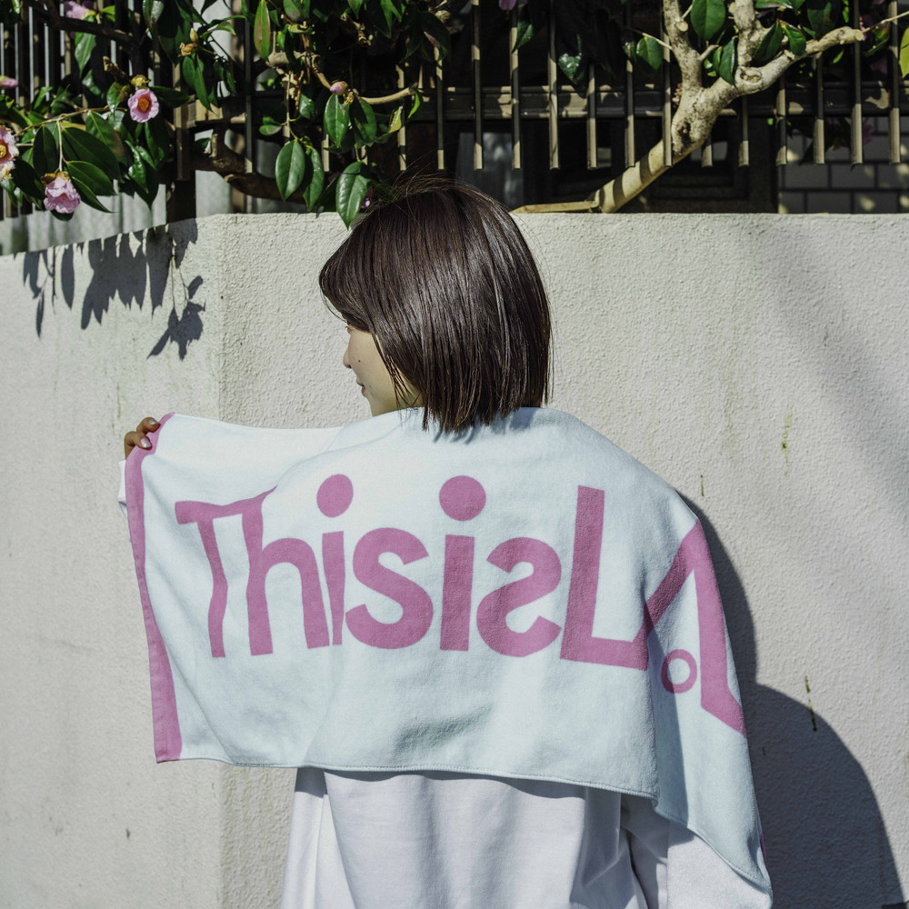 ロゴタオル [アイスグリーン×ルビーピンク]