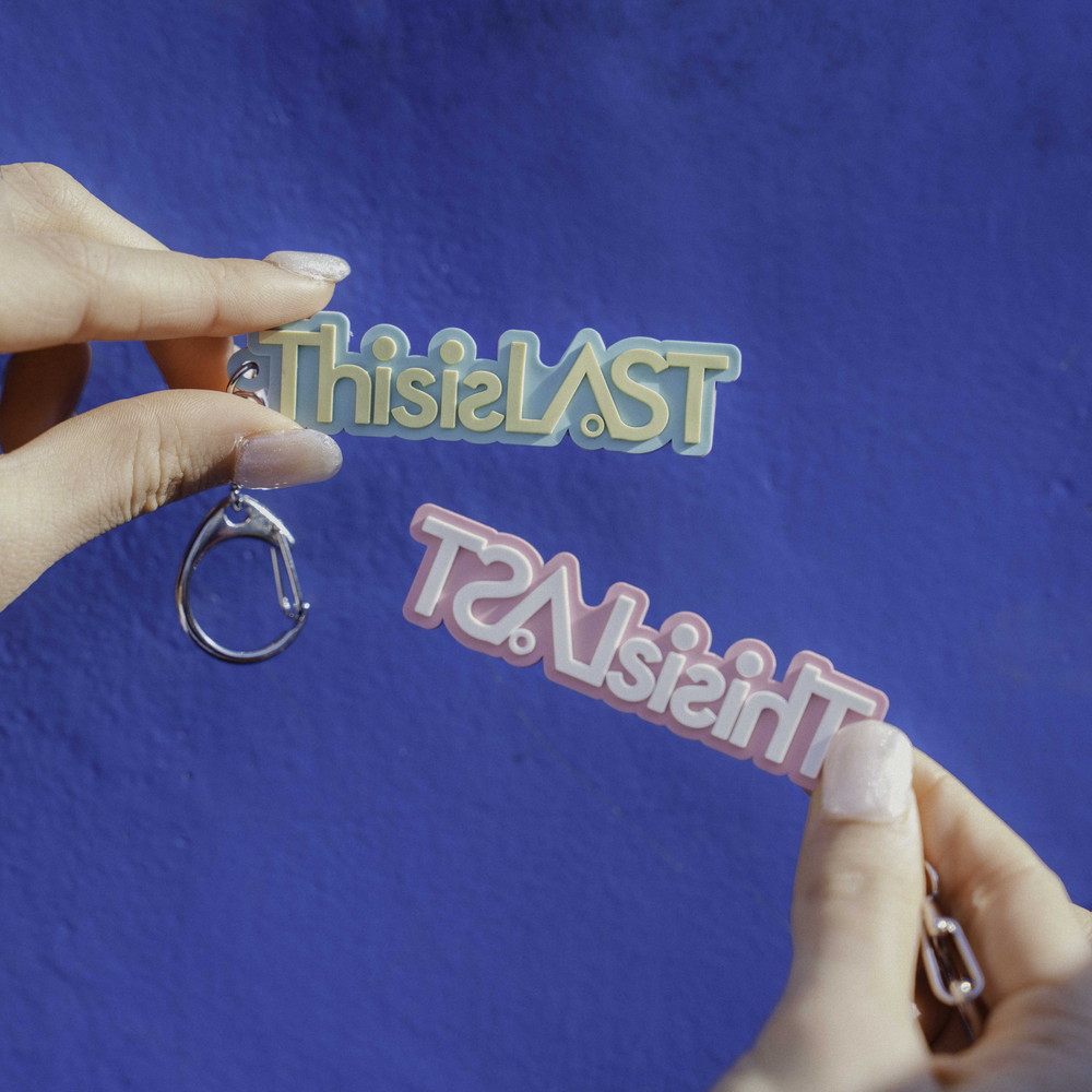 ロゴラバーキーホルダー [ピンク×アクアブルー]