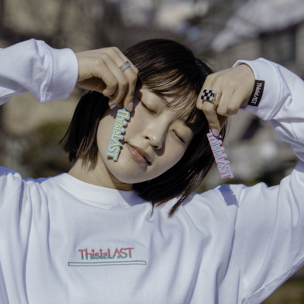 ロゴラバーキーホルダー [ピンク×アクアブルー]