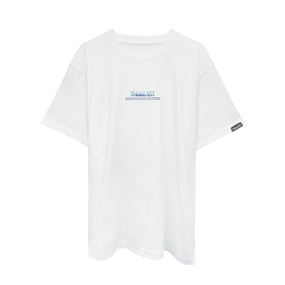 刺繍ロゴTシャツ [ホワイト×マリンブルー]