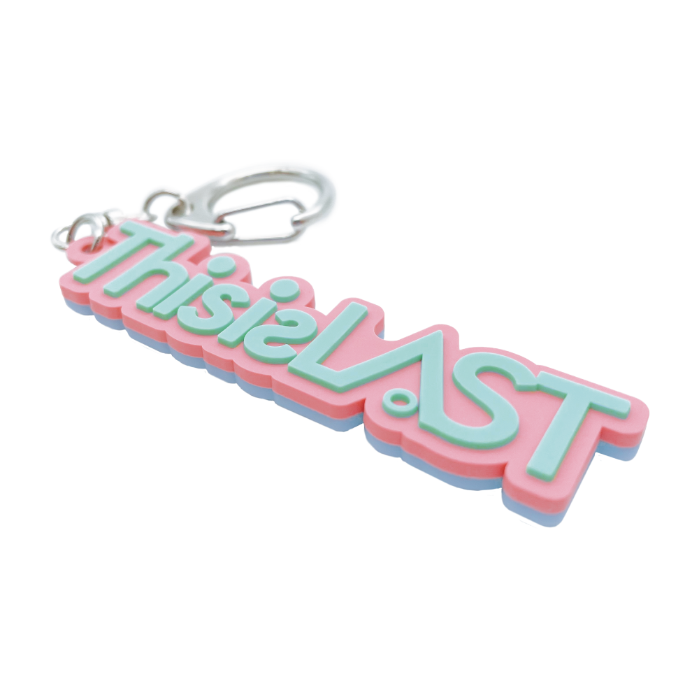 ロゴラバーキーホルダー [ピンク×アクアブルー]
