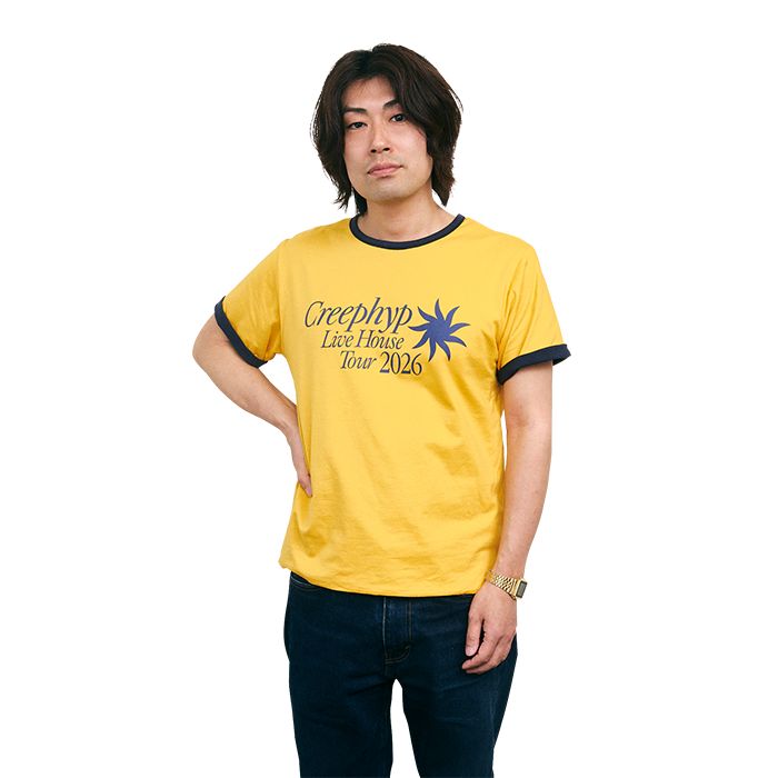 クリープハイプのリバーシブルーTシャツ(イエロー×ネイビー)