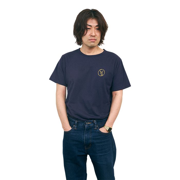 クリープハイプのリバーシブルーTシャツ(イエロー×ネイビー)